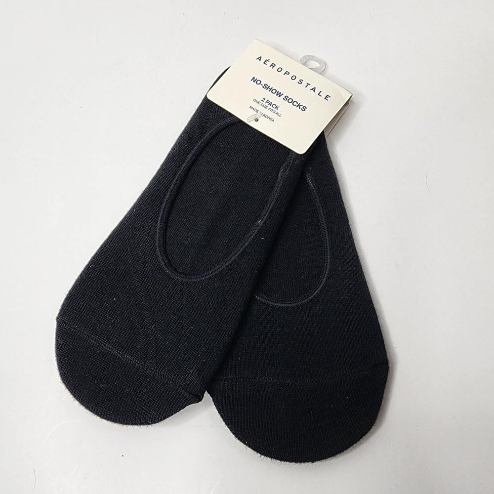 Aeropostale Womens 2 Pack Basic Lightweight No Show Socks Black One Size 9593